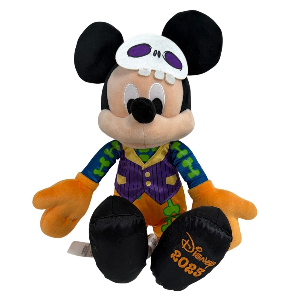Disney Mickey Mouse Plush 2023 Halloween Skeleton Glow Mask Costume Holiday Toy